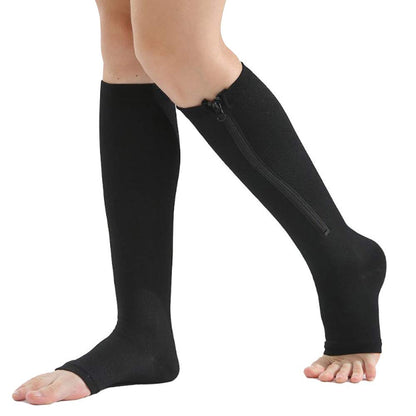 LANBAOSI Women Zipper Compression Socks with Open Toe Toeless Support