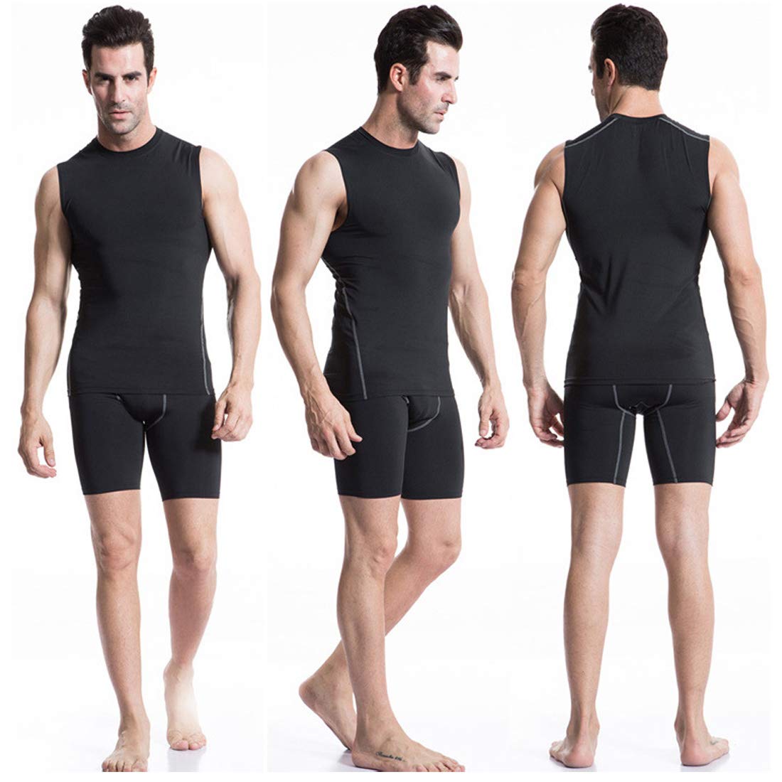 Men 3 Pack Athletic Compression Under Base Layer Male Sport Tank Top LANBAOSI