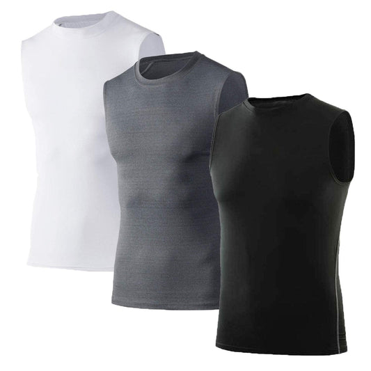 Men 3 Pack Athletic Compression Under Base Layer Male Sport Tank Top LANBAOSI