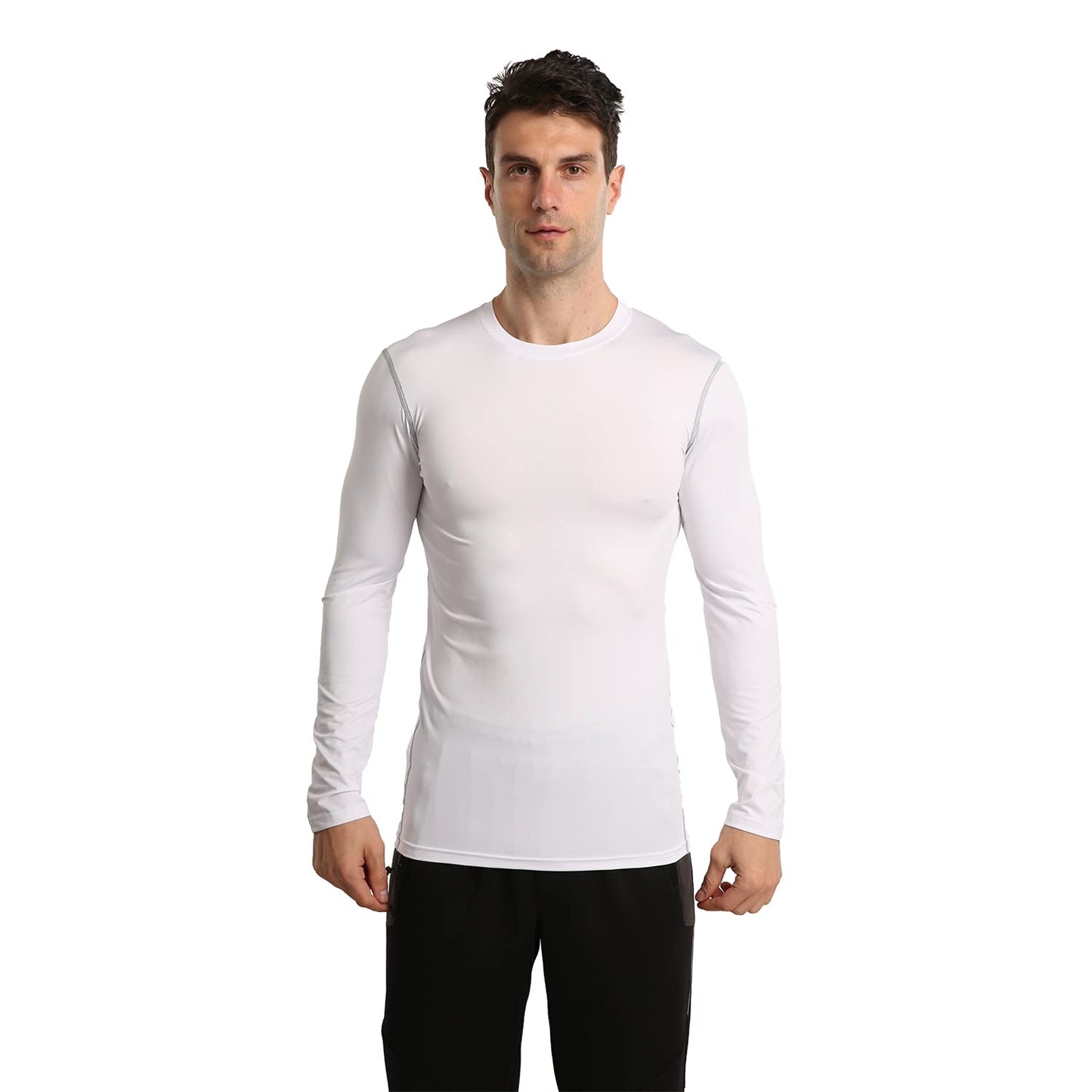 Men 3 Pack Long Sleeve Compression Shirts Male Workout Running Shirts LANBAOSI