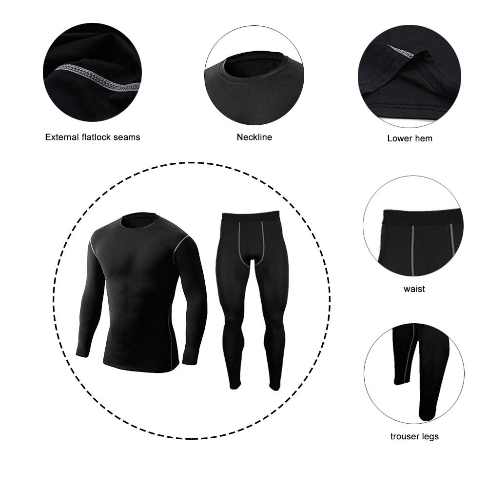 Men 3 Pack Long Sleeve Compression Shirts Male Workout Running Shirts LANBAOSI