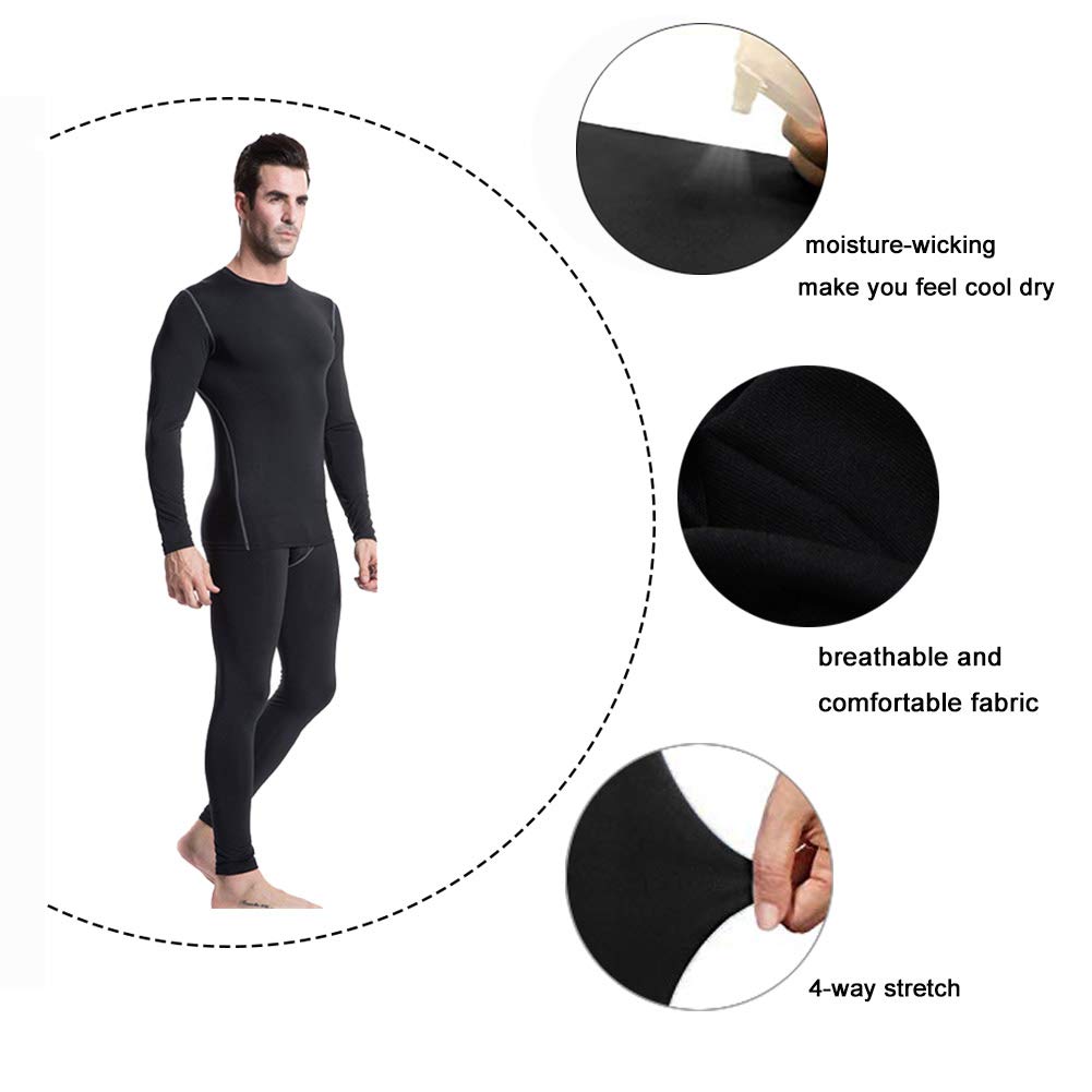 Men 3 Pack Long Sleeve Compression Shirts Male Workout Running Shirts LANBAOSI