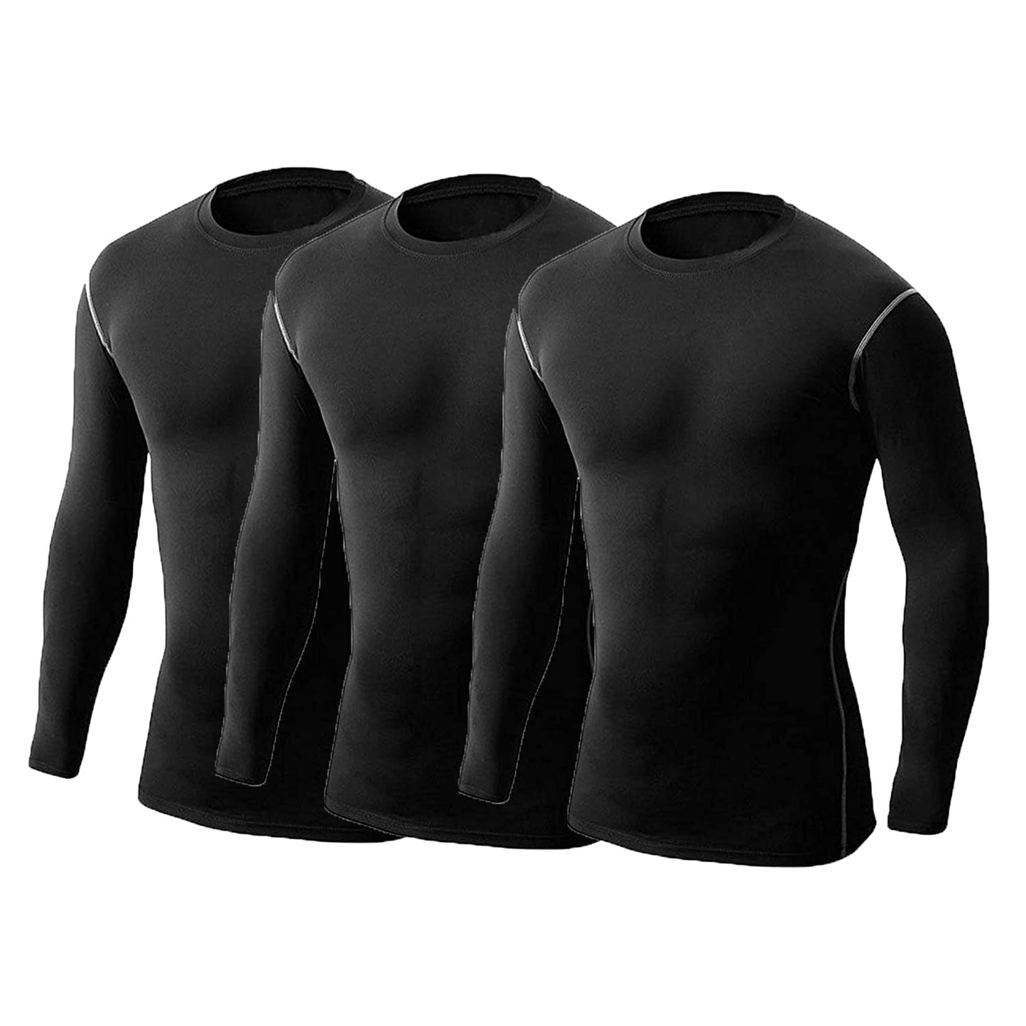 Men 3 Pack Long Sleeve Compression Shirts Male Workout Running Shirts LANBAOSI