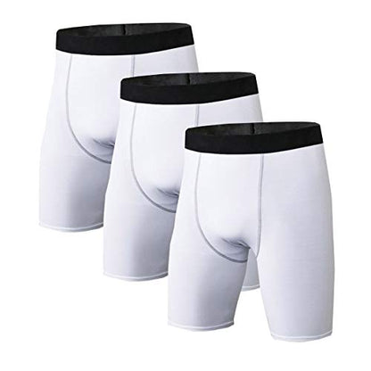Men 3 Pack Running Compression Shorts with Pocket Male Workout Short Leggings LANBAOSI