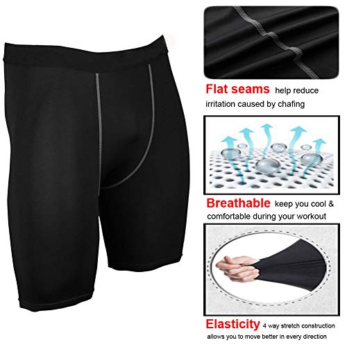 Men 3 Pack Running Compression Shorts with Pocket Male Workout Short Leggings LANBAOSI