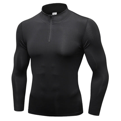 Men Compression Shirts Long Sleeve Undershirts 1/4 Zip Mock Neck Tops –  LANBAOSI