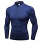 Men Compression Shirts Long Sleeve Undershirts 1/4 Zip Mock Neck Tops LANBAOSI