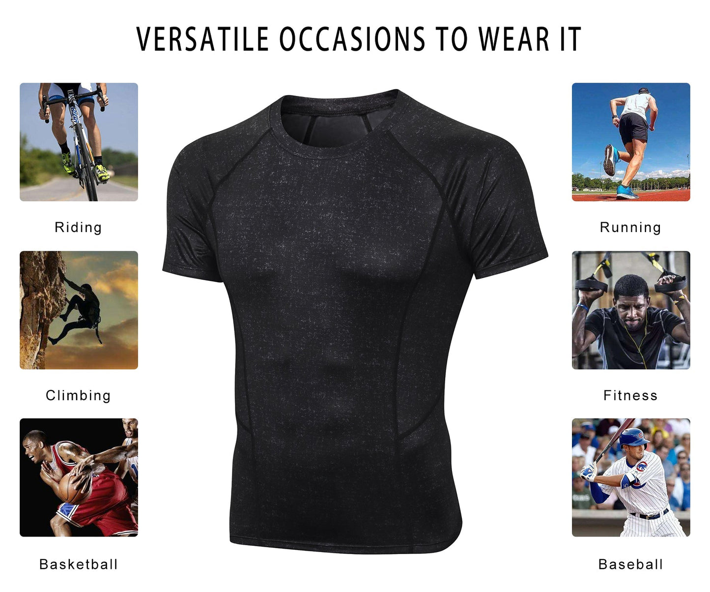 Men Compression Undershirt Quick Dry Stretchy Soft Lightweight Workout Running Base Layer LANBAOSI