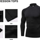 Men Mock Turtleneck Compression Shirt Long Sleeve Football Undershirt Male Sports Running Base Layer Workout Tops LANBAOSI