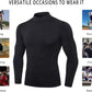 Men Mock Turtleneck Compression Shirt Long Sleeve Football Undershirt Male Sports Running Base Layer Workout Tops LANBAOSI