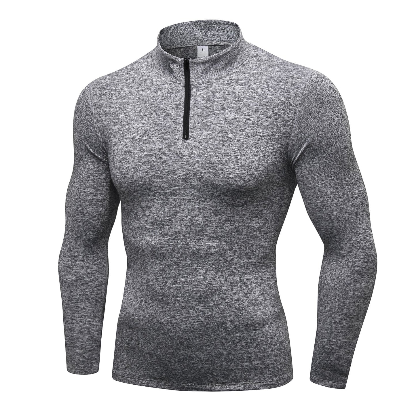 Men Quarter Zip Pullover Running Dry Fit Long Sleeve Shirts Sports Sweatshirt LANBAOSI