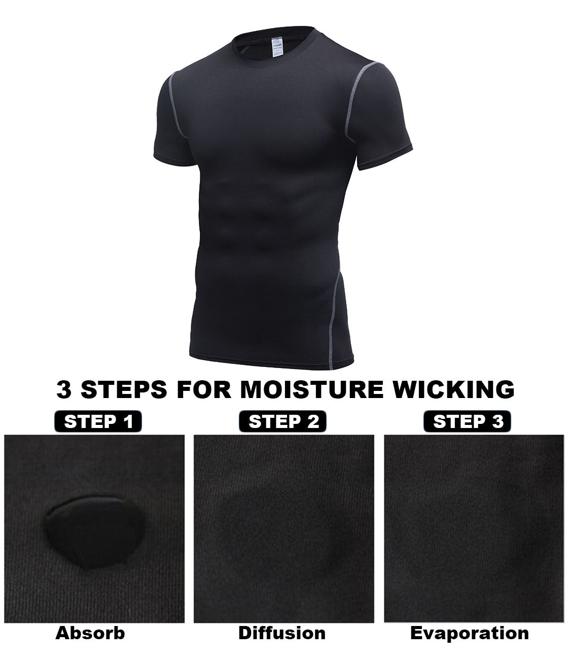 Men Short Sleeve Compression Shirt Cool Dry Workout Undershirts 3