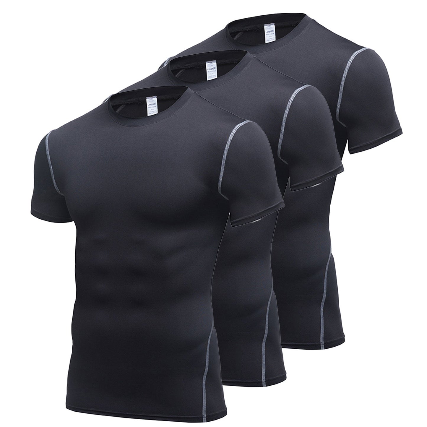 Men's Compression Top  Black & Quick Dry & Workout Shirts - SUMARPO