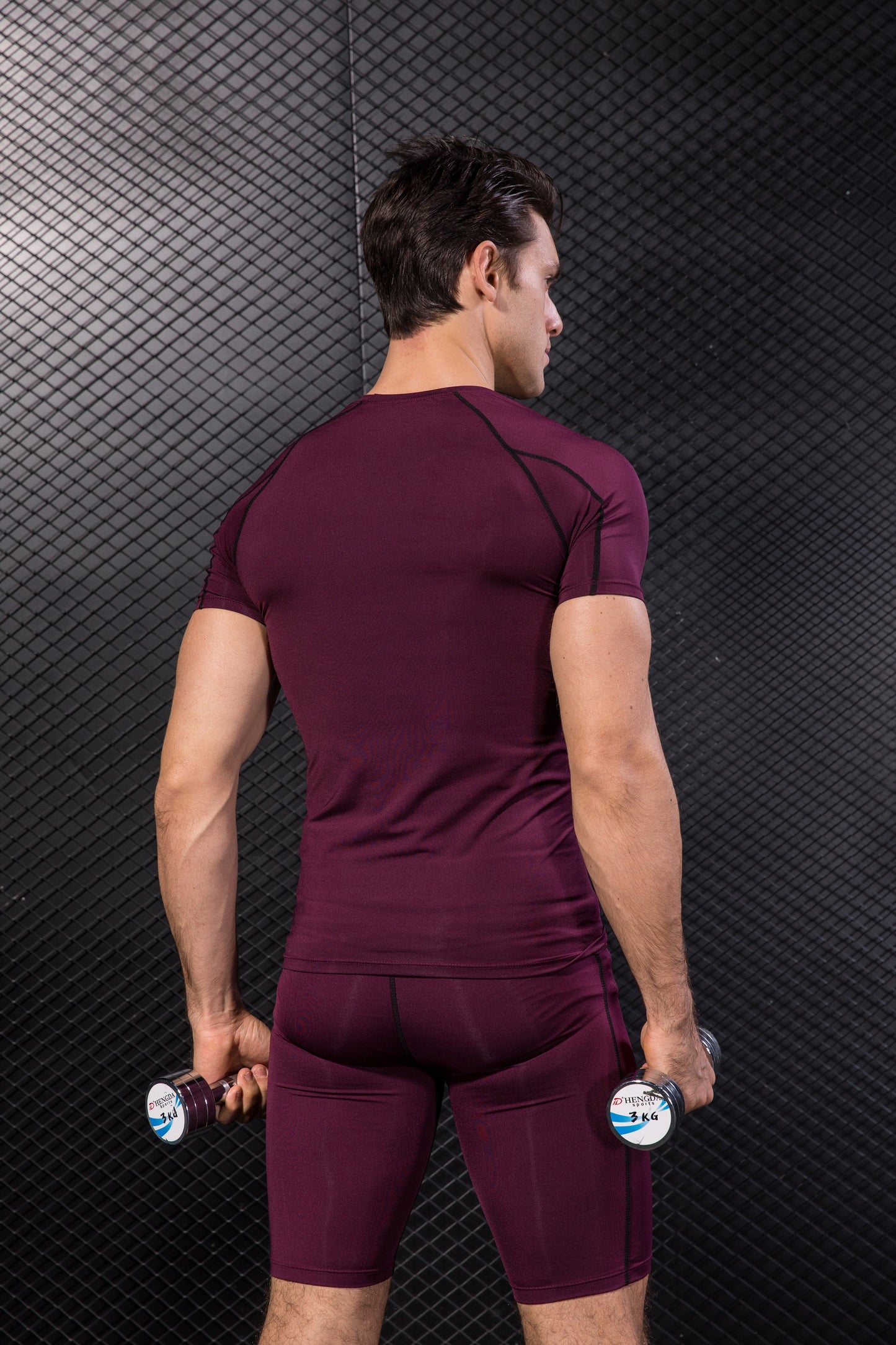 Men Short Sleeve Compression Workout Base layer T-shirt Breathable Lightweight Quick-Drying Active Tops Shirt LANBAOSI