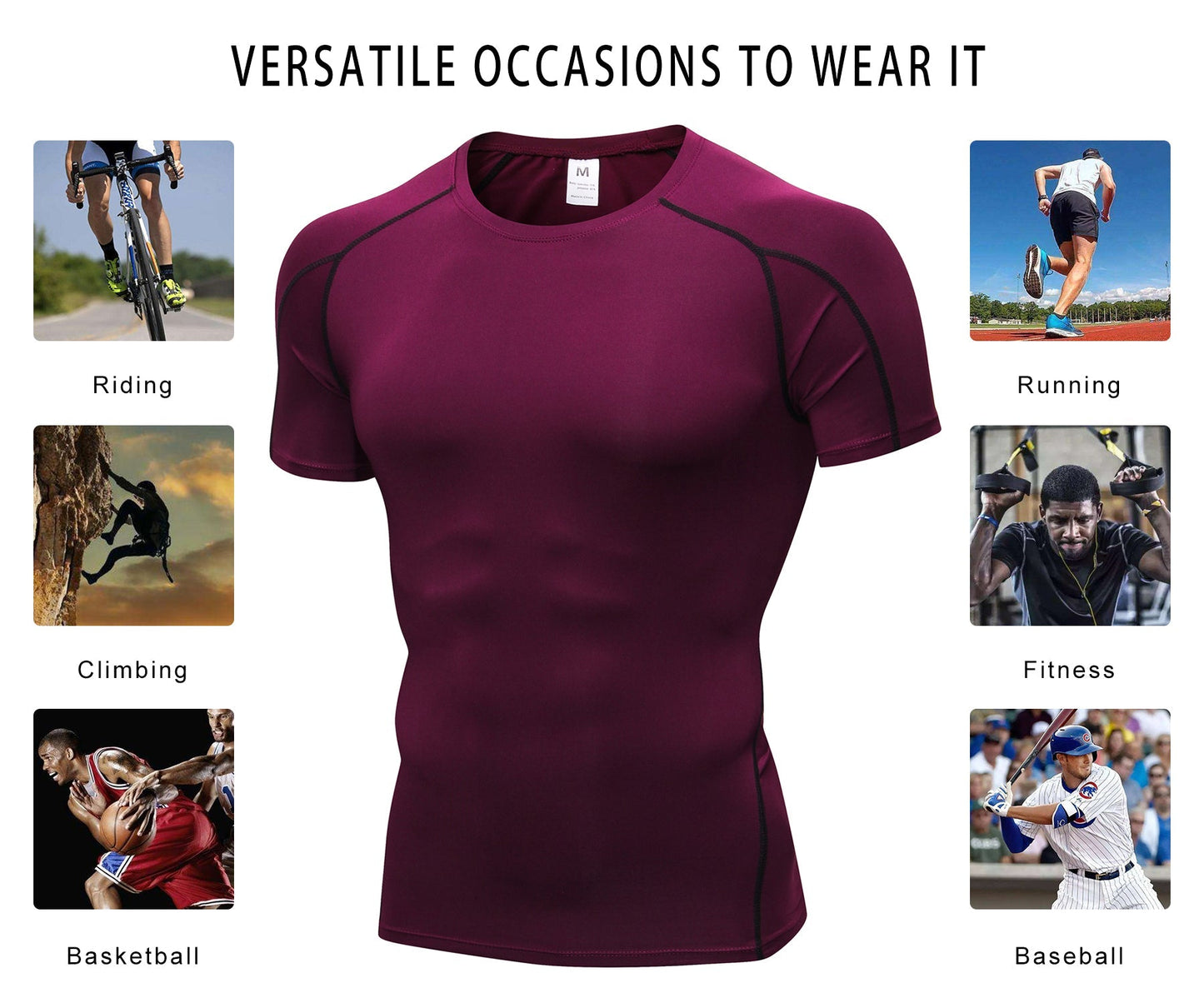 Men Short Sleeve Compression Workout Base layer T-shirt Breathable Lightweight Quick-Drying Active Tops Shirt LANBAOSI