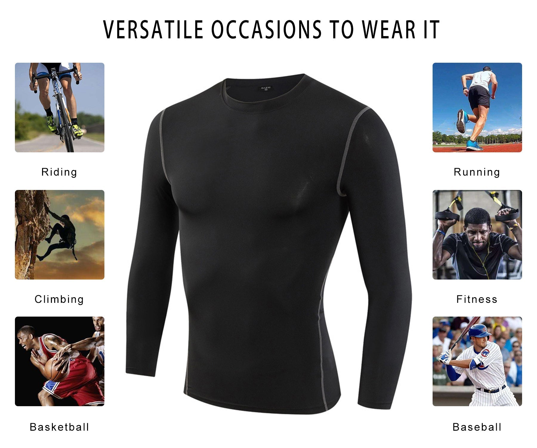 Men's Thermal Compression Shirt Fleece Lined Base Layer For