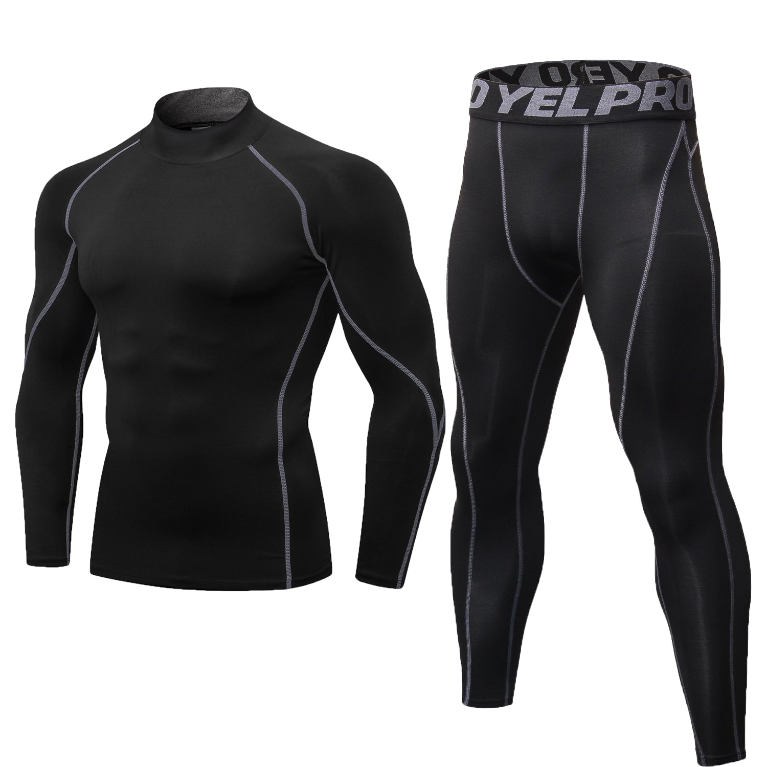 Men Workout Fitness Shirt Compression Tights Gym Clothes Moisture