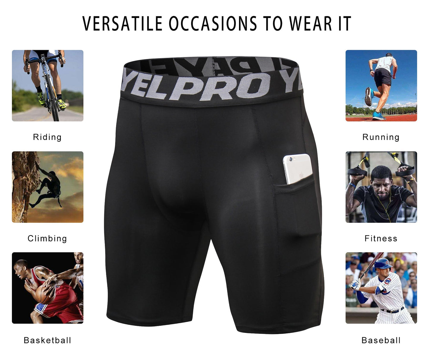 Men's Basketball Compression Shorts Quick Drying Breathable Soft Performance Hockey Pants With Pockets LANBAOSI