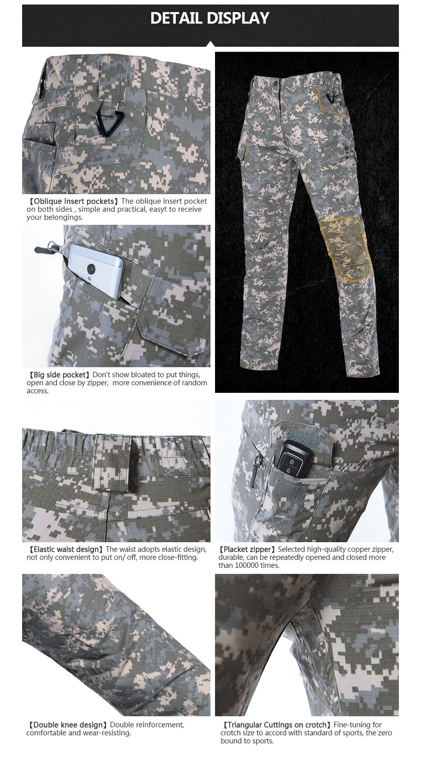 Men's Camo BDU Tactical Cargo Gear Men Black Army Digital Pants LANBAOSI