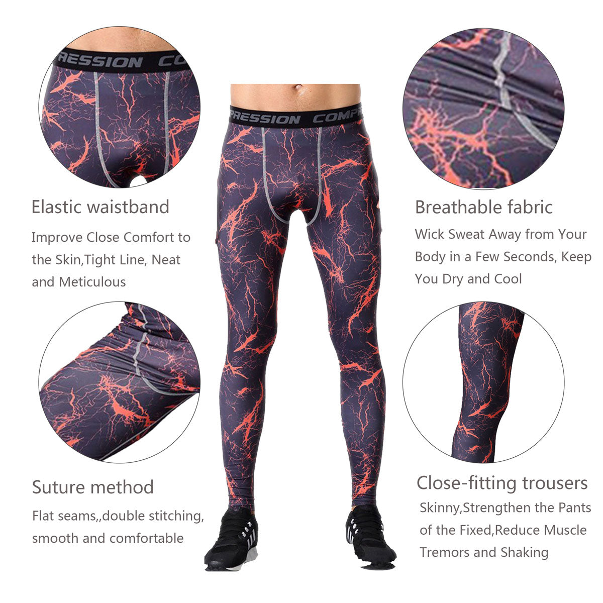 Men's Camouflage Compression Workouts Tight Leggings Wicking Pants LANBAOSI