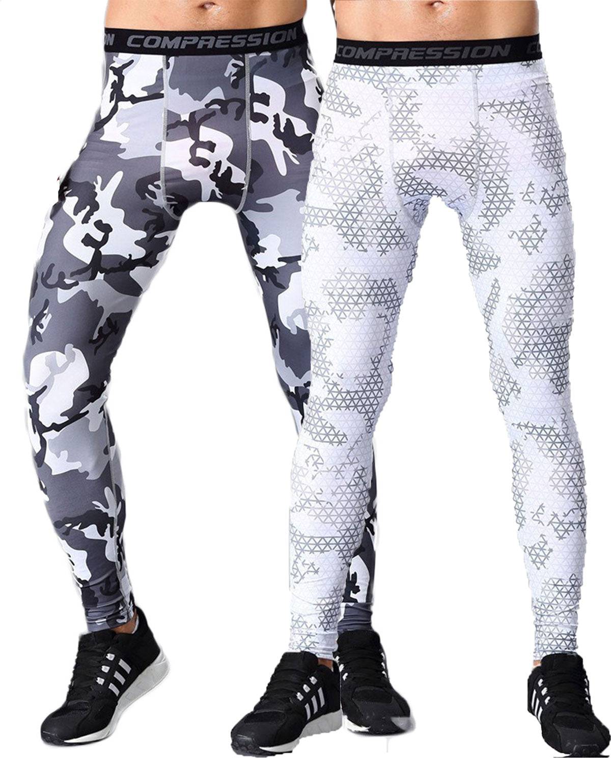 Men's Camouflage Compression Workouts Tight Leggings Wicking Pants LANBAOSI