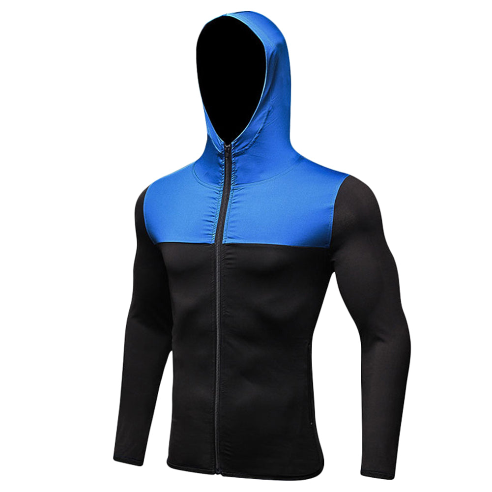 Men's Gym Workout Full-Zip Hoodie Jacket Bodybuilding Running Wear LANBAOSI
