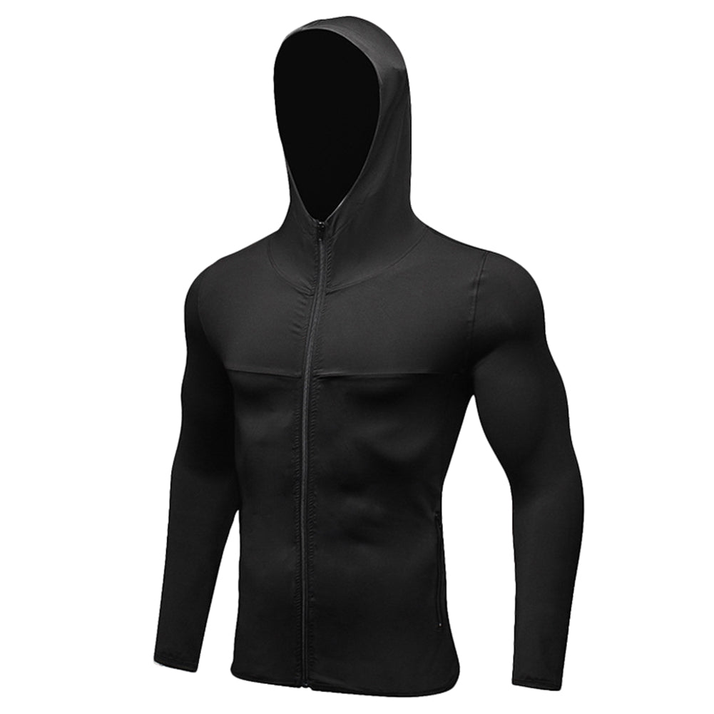 Men's Gym Workout Full-Zip Hoodie Jacket Bodybuilding Running Wear LANBAOSI
