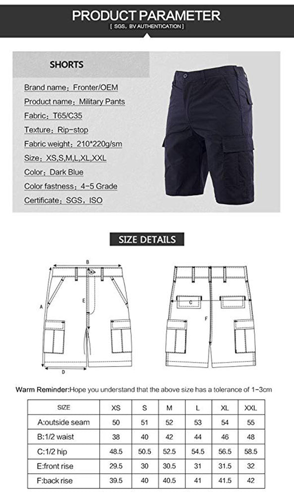 Men's Military Tactical Short Ripstop Cargo Multi-Pocket Urban Trouser LANBAOSI