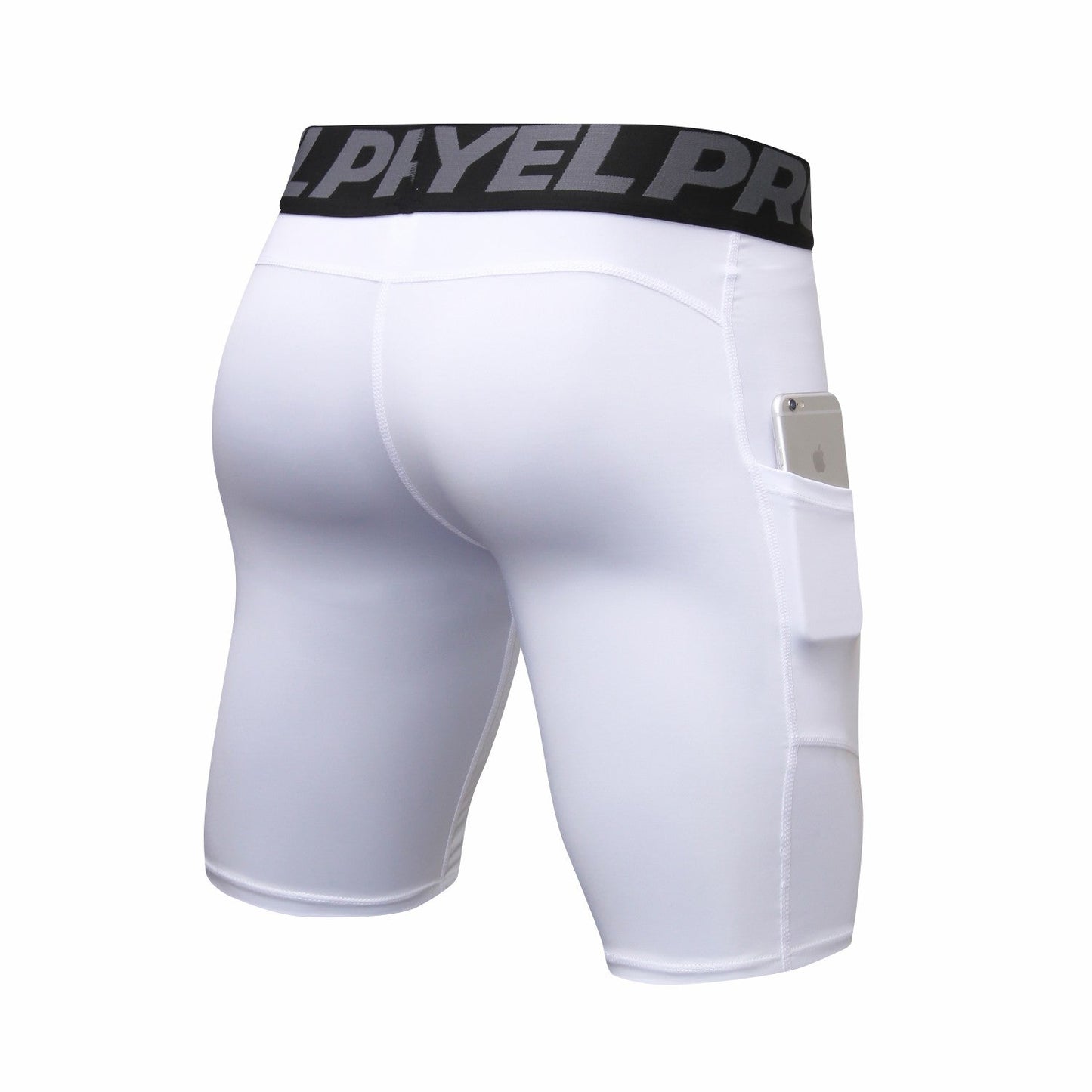 Mens Athletic Compression Shorts with Pocket Quick Dry Running Underwear LANBAOSI