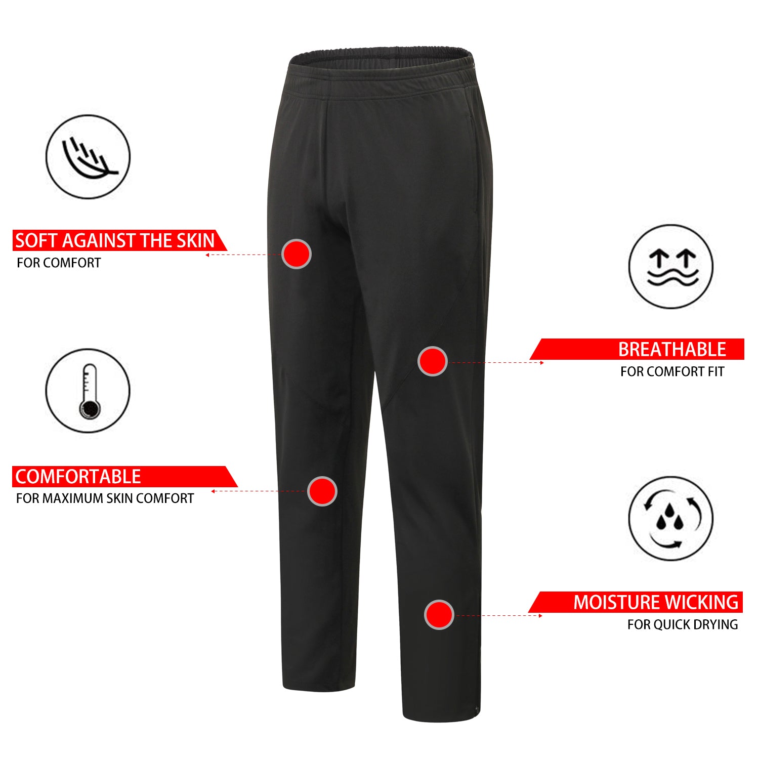 Mens Athletic Sweatpants with Pockets Workout Running Tapered Zipper Pants LANBAOSI