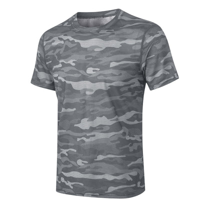 Mens Camouflage Short Sleeve Shirts Stretch Performance Comfort T-Shirt Running Base Layer LANBAOSI