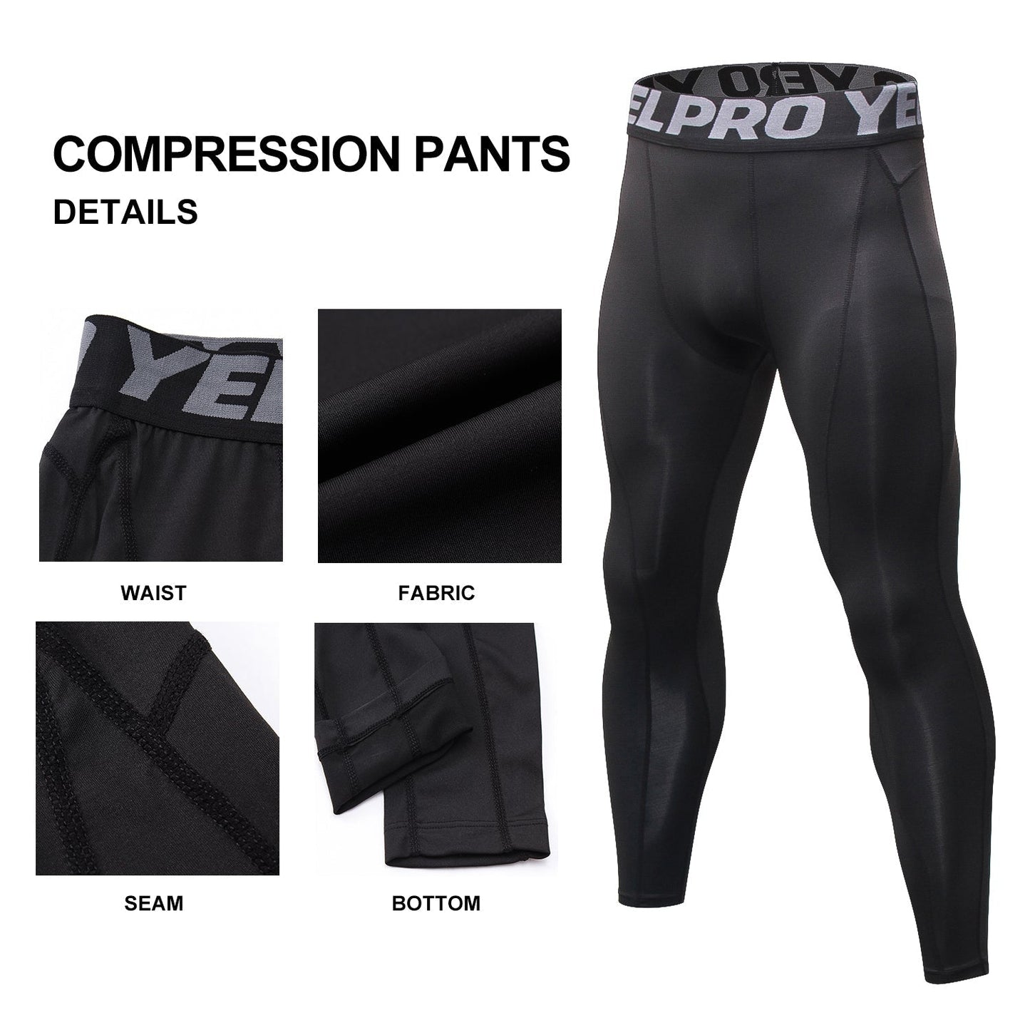 Mens Compression Leggings Workout Pants Running Tights Gym Yoga Clothes LANBAOSI