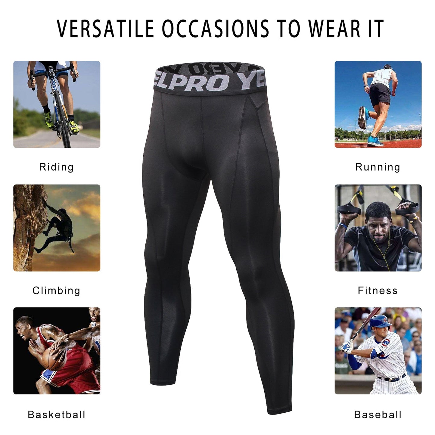 Mens Compression Leggings Workout Pants Running Tights Gym Yoga Clothes LANBAOSI