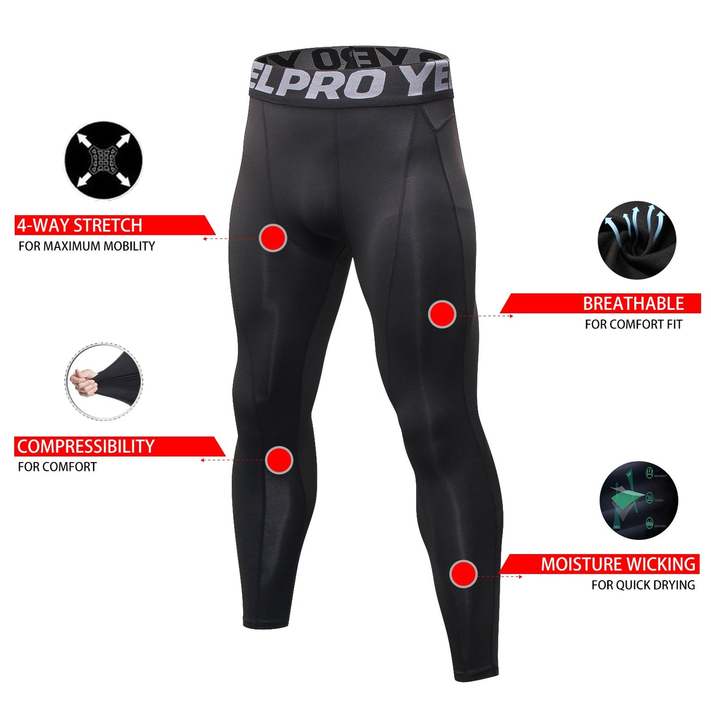 Mens Compression Leggings Workout Pants Running Tights Gym Yoga Clothes LANBAOSI