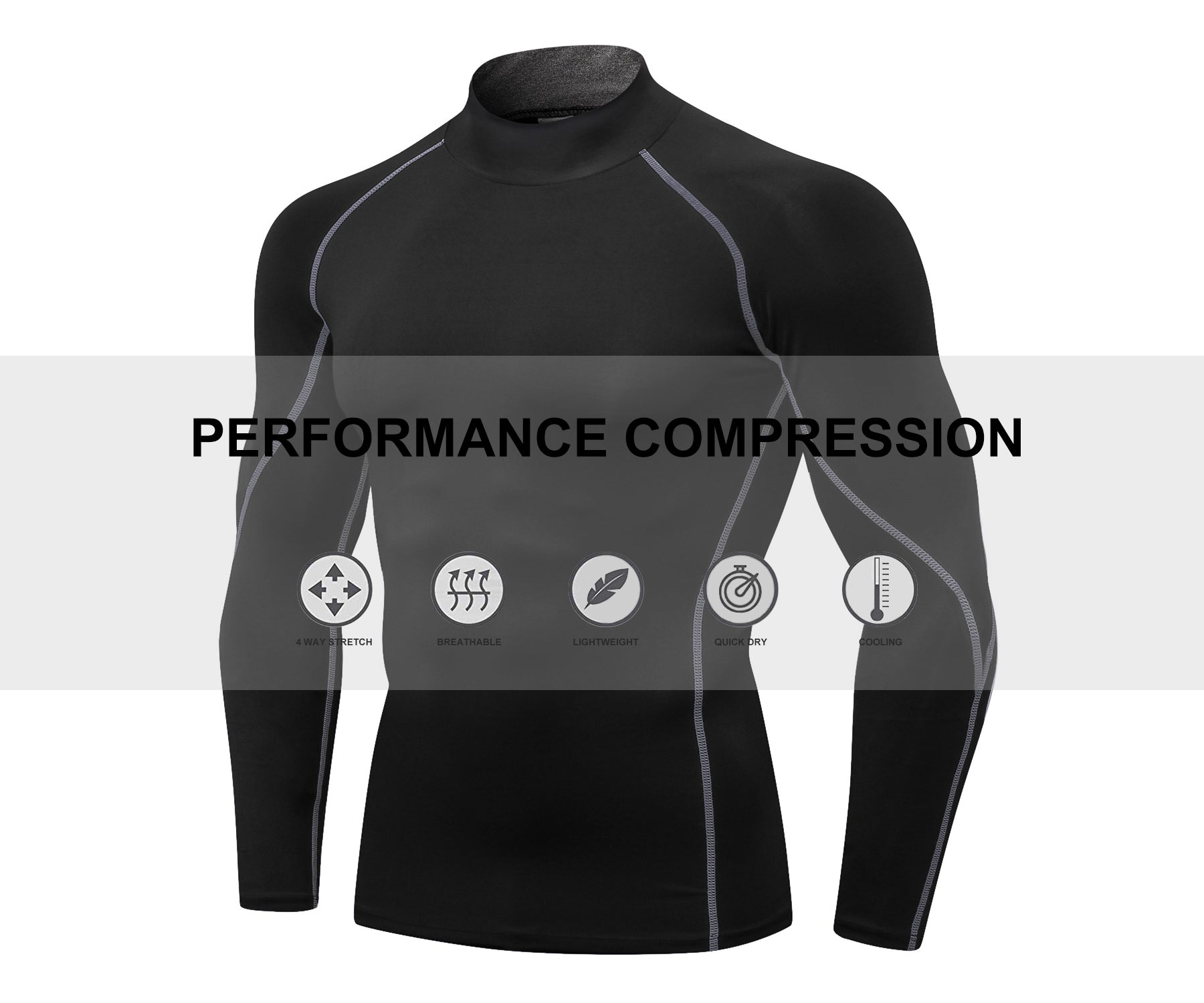 Mens Compression Long Sleeve Shirts Thermal Mock Neck Winter