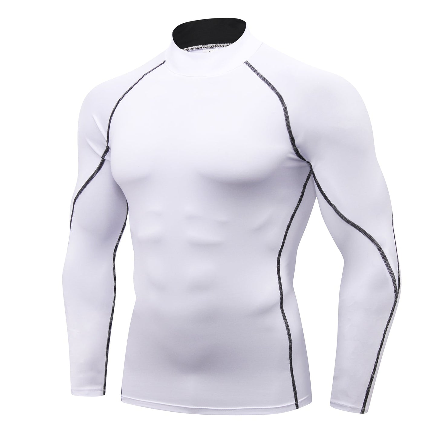 Mens Compression Long Sleeve Shirts Thermal Mock Neck Winter Pullover Running Under Baselayer Tops Workout UnderShirt LANBAOSI