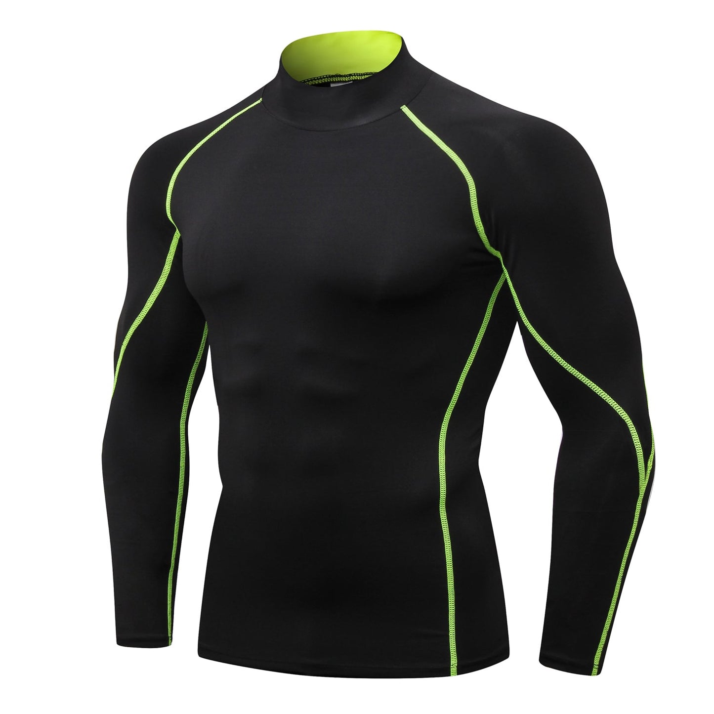 Mens Compression Long Sleeve Shirts Thermal Mock Neck Winter Pullover Running Under Baselayer Tops Workout UnderShirt LANBAOSI