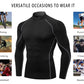 Mens Compression Long Sleeve Shirts Thermal Mock Neck Winter Pullover Running Under Baselayer Tops Workout UnderShirt LANBAOSI