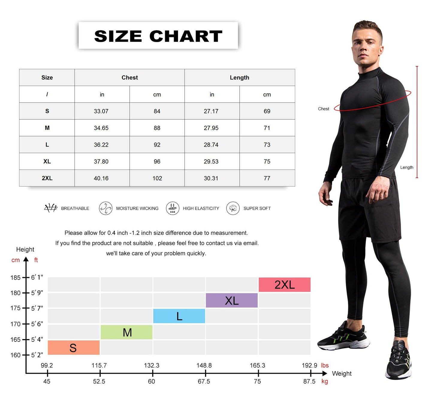 Mens Compression Long Sleeve Shirts Thermal Mock Neck Winter Pullover Running Under Baselayer Tops Workout UnderShirt LANBAOSI