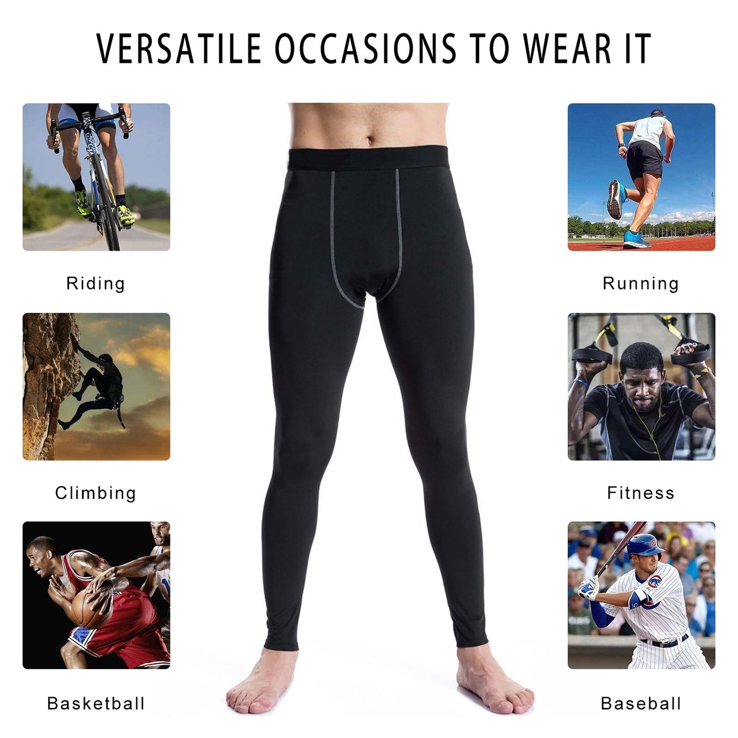 Mens Compression Pants Running Tights Quick Dry Workout Athletic Gym Leggings LANBAOSI