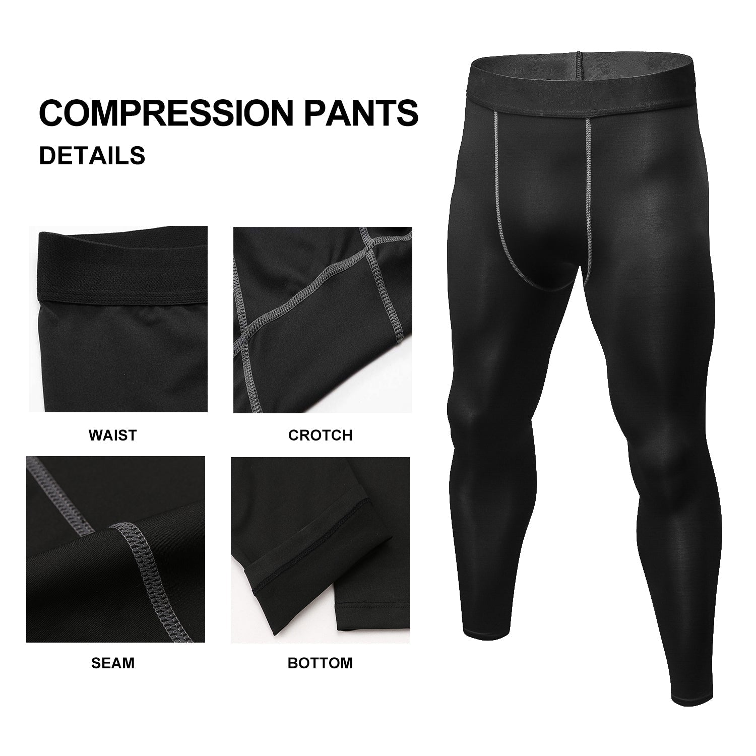 Mens Compression Pants Running Tights Quick Dry Workout Athletic Gym Leggings LANBAOSI