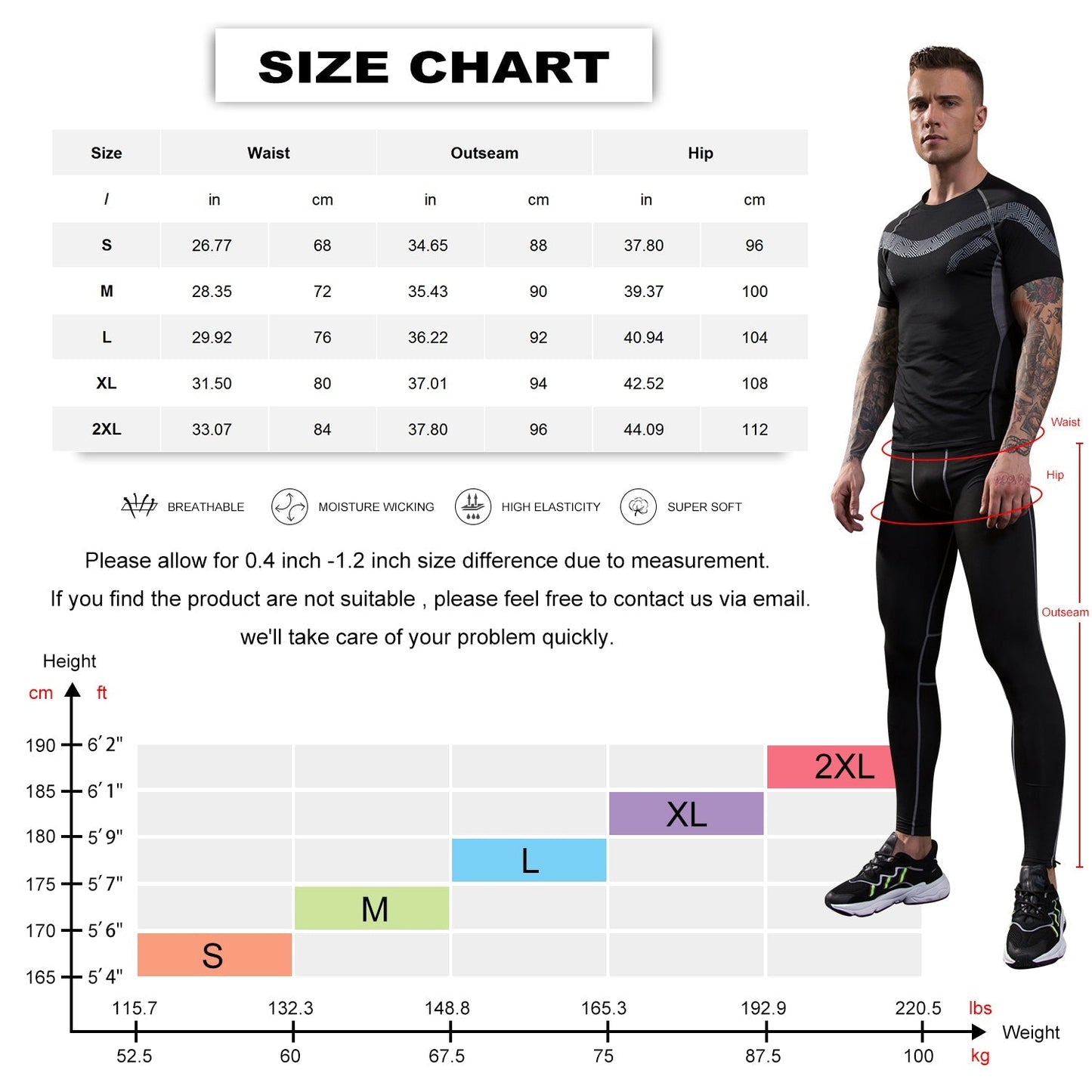 Mens Compression Pants Waist Elastic Ankle Zip Leggings Running Workout Sports Yoga Tights Athletic Activewear Baselayer LANBAOSI