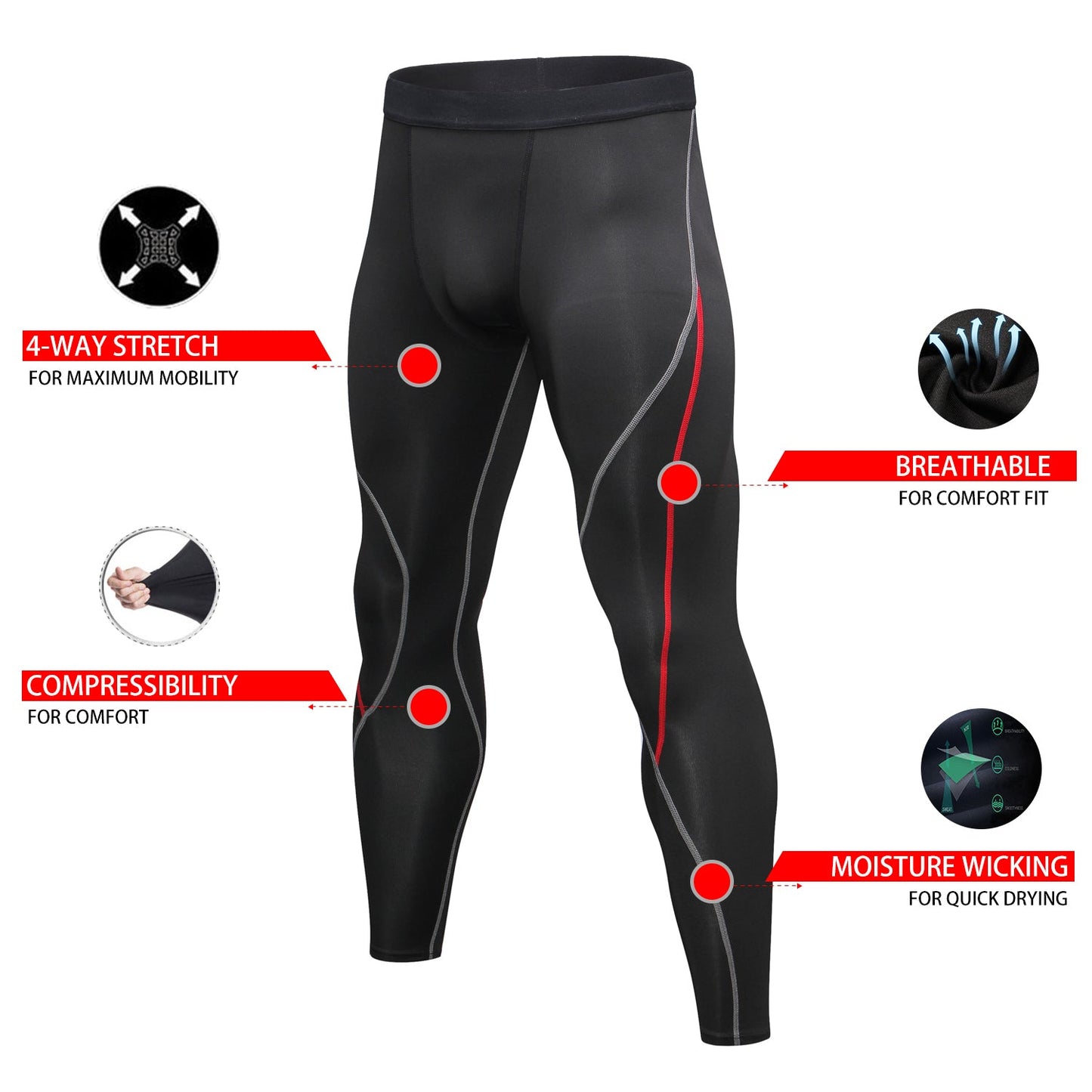 Mens Compression Pants Workout Clothes Gym Fitness Leggings Running Gear Yoga Tights Cool Dry Thermal Baselayer Underwear LANBAOSI