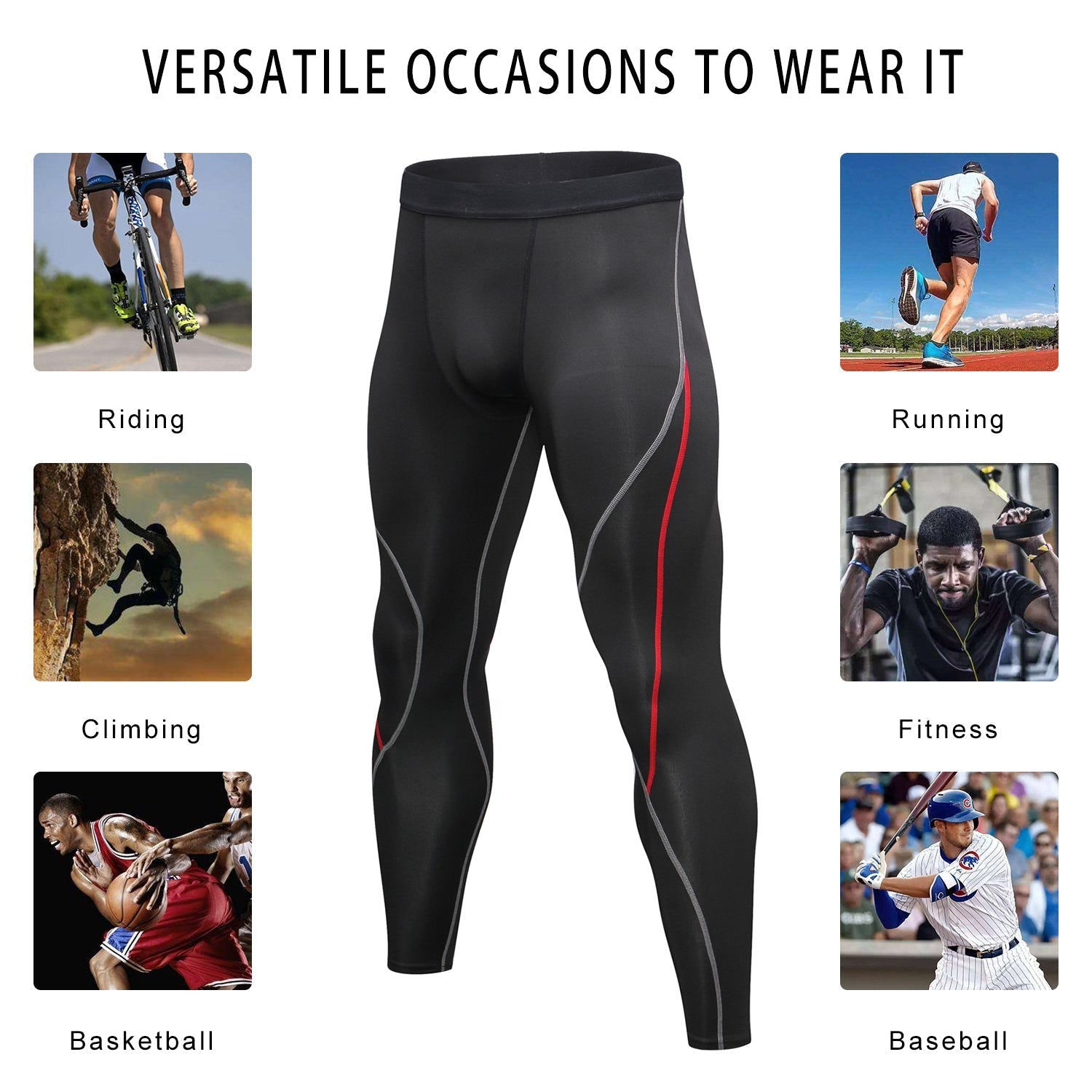 Mens Compression Pants Workout Clothes Gym Fitness Leggings Running Gear Yoga Tights Cool Dry Thermal Baselayer Underwear LANBAOSI