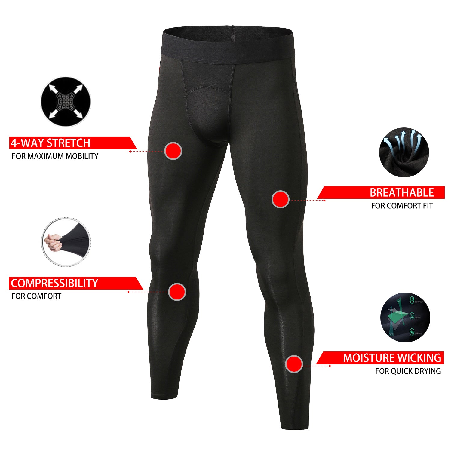 Mens Compression Pants Sports Tights for Men Gym Running Baselayer Cool Dry  Workout Athletic Leggings