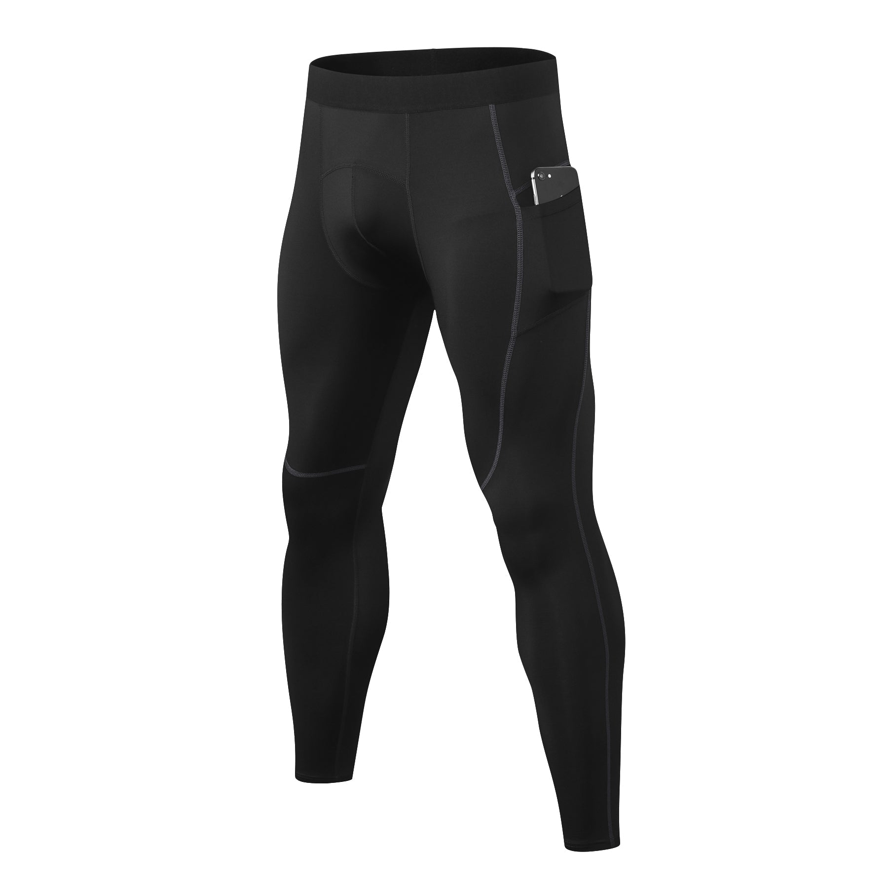 Mens Compression Pants with Pocket Cool Dry Baselayer Workout Running Gym Leggings Sports Athletic Active Yoga Tights LANBAOSI
