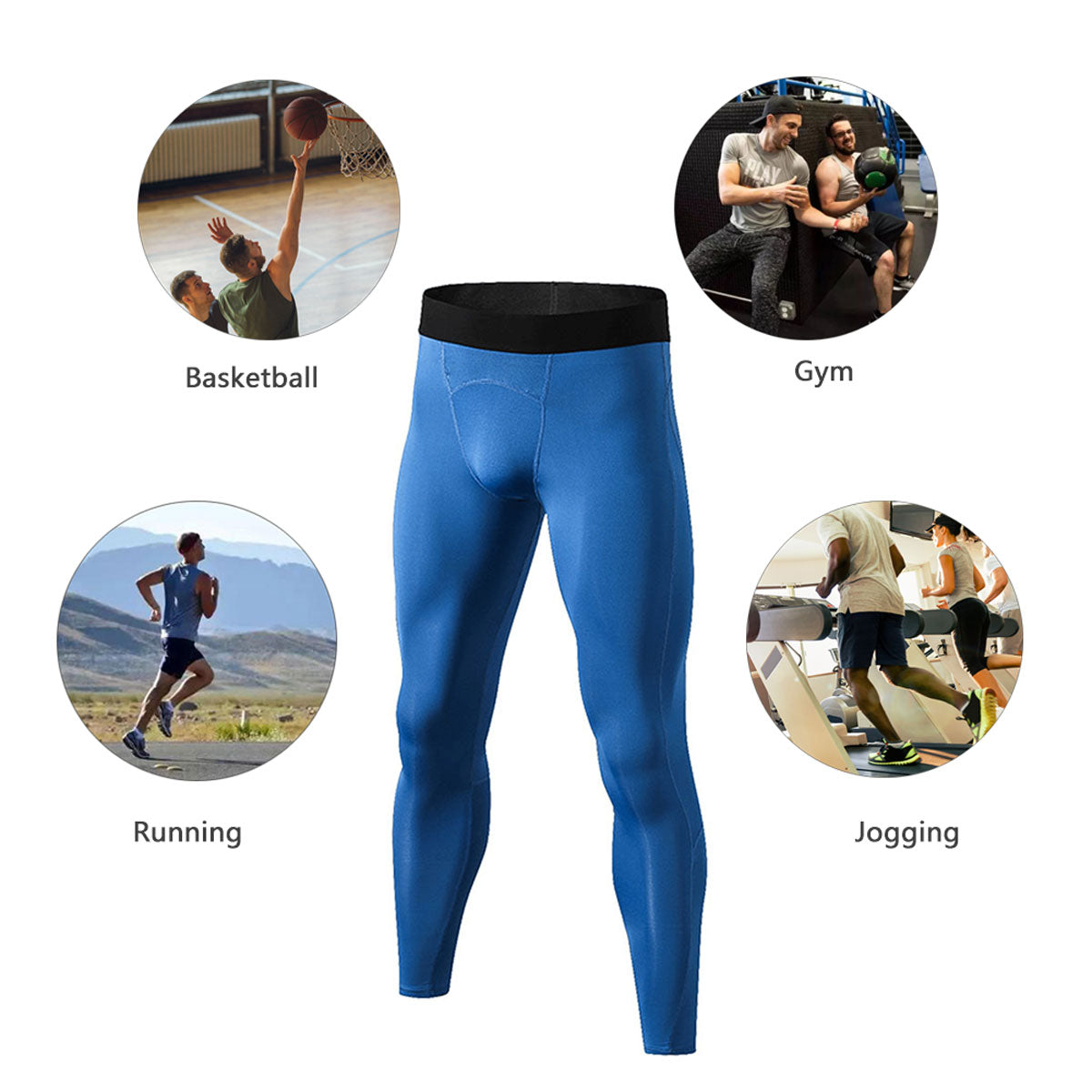 Mens Compression Running Leggings Athletic Tights with Phone