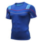 Mens Compression Short Sleeve Shirts Sports Workout Athletic Active Baselayer Tops Splice Stretch Performance T-shirt LANBAOSI