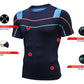 Mens Compression Short Sleeve Shirts Sports Workout Athletic Active Baselayer Tops Splice Stretch Performance T-shirt LANBAOSI