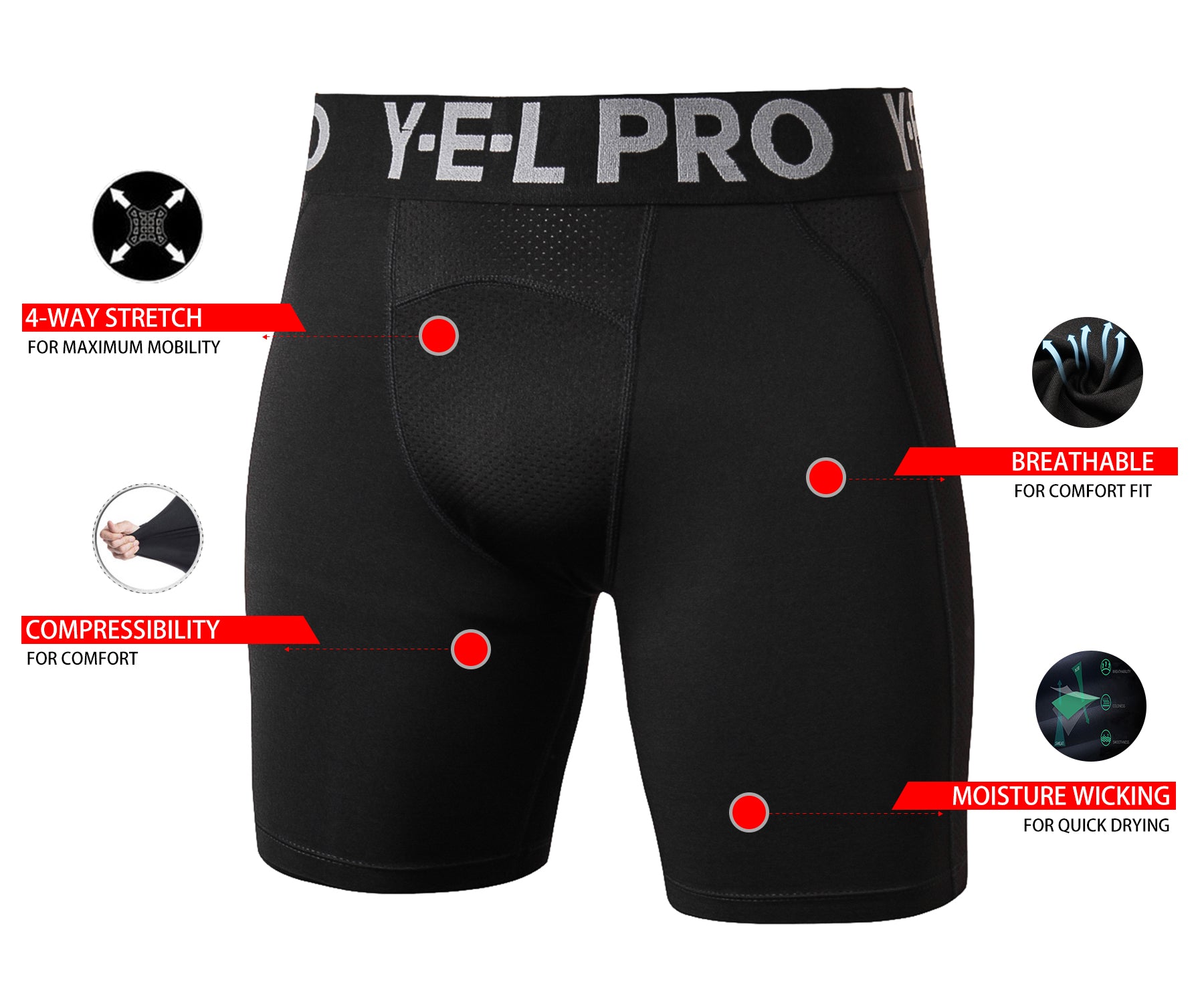 Mens Compression Shorts Athletic Underwear Running Gym Shorts Sports  Performance Workout Shorts